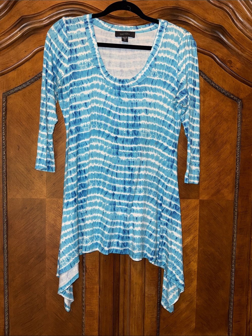 Karen Kane Blue & White Tie-Dye Scoop Neck Tunic